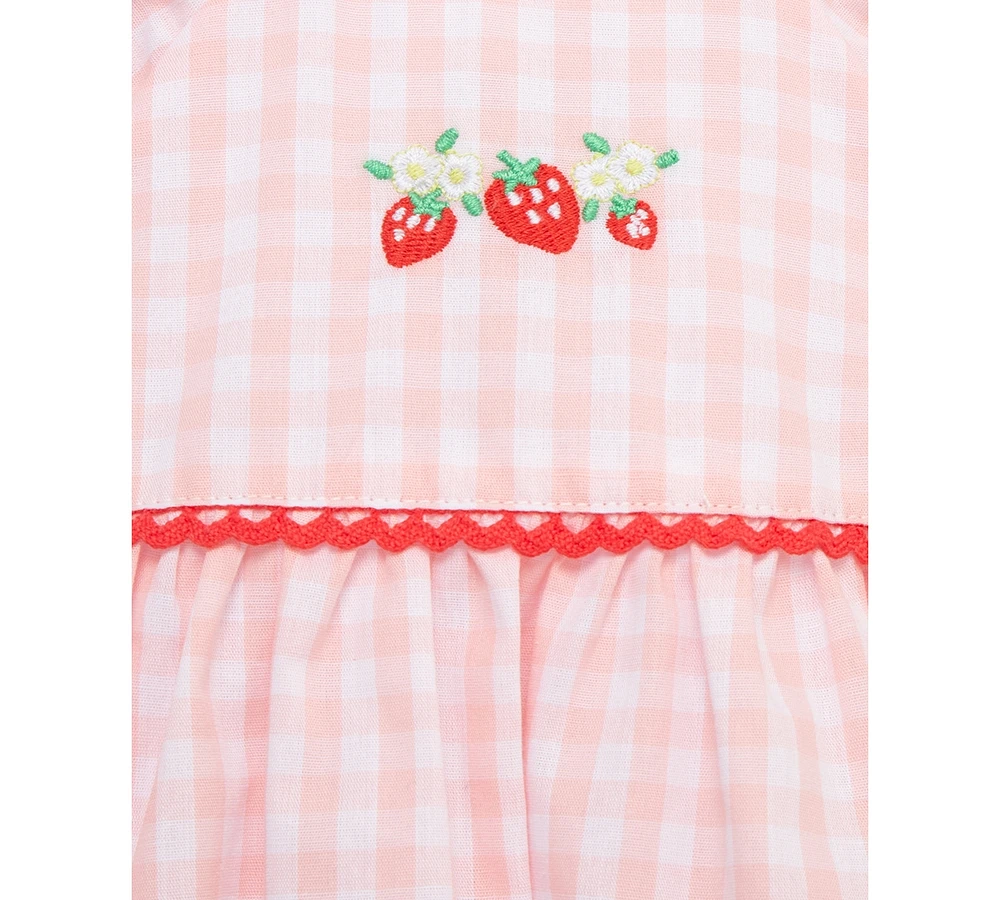 Little Me Baby Girls 3-Pc. Strawberry Check Top, Leggings & Headband Set