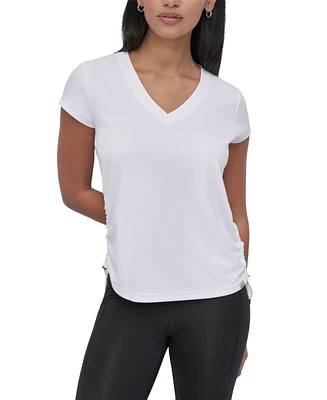 Dkny Sport Women's Crewneck Short-Sleeve Side-Ruched Top