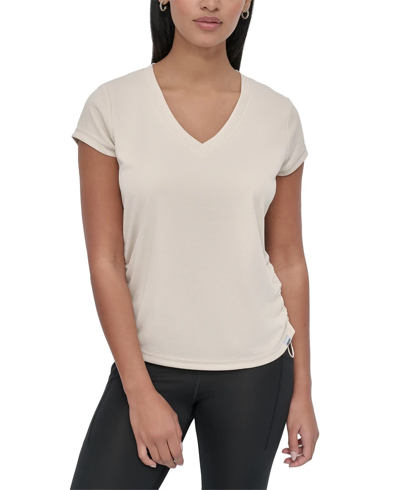 Dkny Sport Women's Crewneck Short-Sleeve Side-Ruched Top