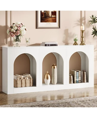 Tribesigns 70.9" Console Table with Storage, Wood Entryway Entry Table with 3 Arched Shelves for Foyer, Hallway, Living Room, Behind Couch Sofa,