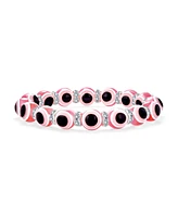 Bling Jewelry Turkish Translucent Colorful Multi Color Evil Eye Glass Bead Stretch Bracelet Rondelle Crystal Spacers Protection