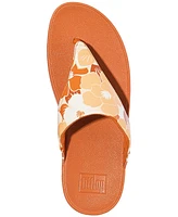 FitFlop Women's Lulu Flowerz Leather Toe-Post Wedge Sandals