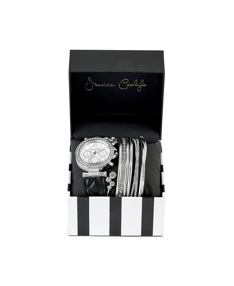 Jessica Carlyle Women's Navy Leather Strap Analog Watch, 36mm
