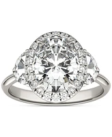 Charles & Colvard Moissanite Oval Halo Three Stone Ring (3-3/4 ct. t.w.) 14K White Gold