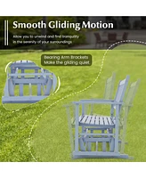 Patio Glider Loveseat Chair Swing Rocking Bench with Slatted Seat & Curved Backrest