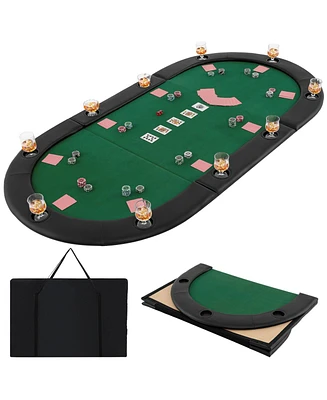 Portable 84 x 42 Inch 10-Player Foldable Padded Poker Table Top-Green