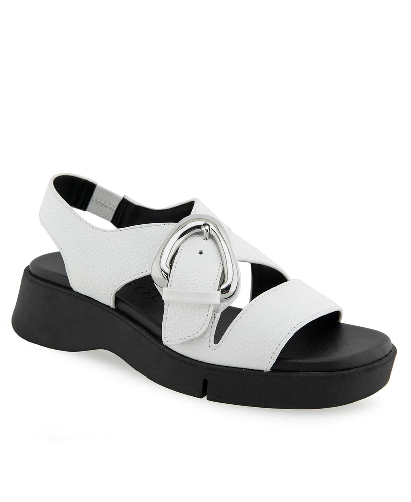 Aerosoles Women's Fez Round Toe Flatform Sandals