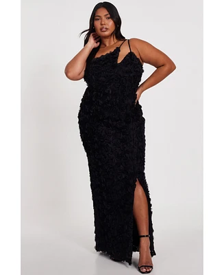 Quiz Plus Cut Out 3D Floral Maxi Dress