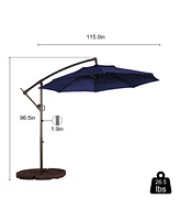 10 Ft Cantilever Patio Umbrella Offset Crank Large Outdoor Pool for Backyard Garden Deck Without Base
