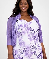 Connected Plus Size Lace Cardigan and Floral-Print Dress