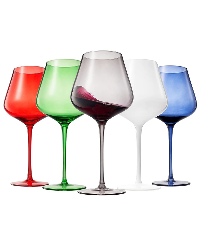 The Wine Savant Colors of Paris France Wine Glasses, Set of 5