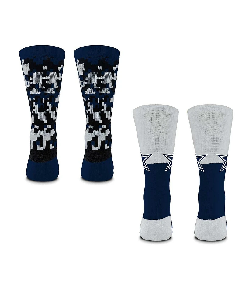 For Bare Feet Men's and Women's Dallas Cowboys Digi Split Crew Socks 2-Pack Set