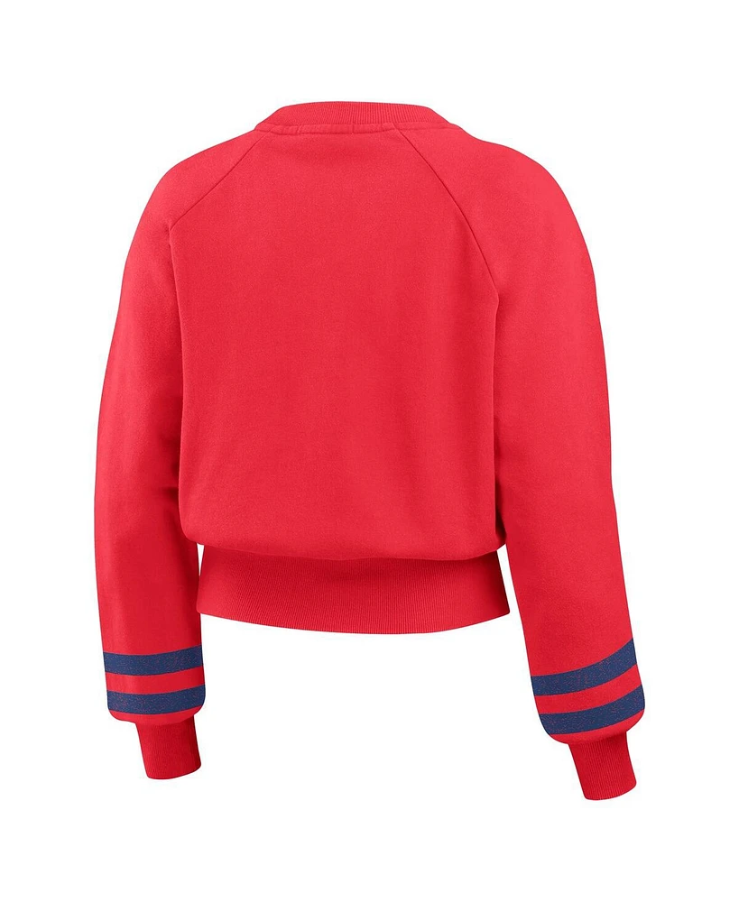 Wear by Erin Andrews Women's Red Philadelphia Phillies Vintage Washed Cropped Pullover Sweatshirt