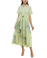 Taylor Women's Eyelet-Embroidered Belted Shirtdress