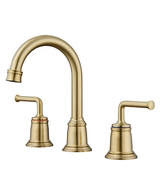 2-Handle Bathroom Sink Faucet with Drain Assembly lavatory Faucet with Pop Up Drain and cUPC Faucet Supply Hoses, Brushed Gold