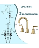 2-Handle Bathroom Sink Faucet with Drain Assembly lavatory Faucet with Pop Up Drain and cUPC Faucet Supply Hoses, Brushed Gold