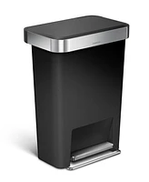 simplehuman 45 Liter Rectangular Liner Rim Plastic Kitchen Trash Can with Pocket