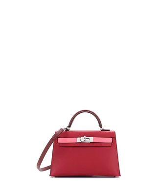 Pre-Owned HERMES Kelly Handbag Tricolor Epsom with Palladium Hardware