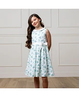 Hope & Henry Toddler Girls Heirloom Linen Sleeveless Peter Pan Collar Tea Dress with Waist Sash