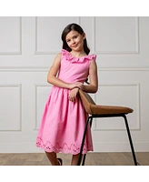 Hope & Henry Toddler Girls Ruffle Collar Party Dress with Eyelet Embroidery