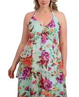 Siena Plus Tiered Floral-Print Chiffon Dress