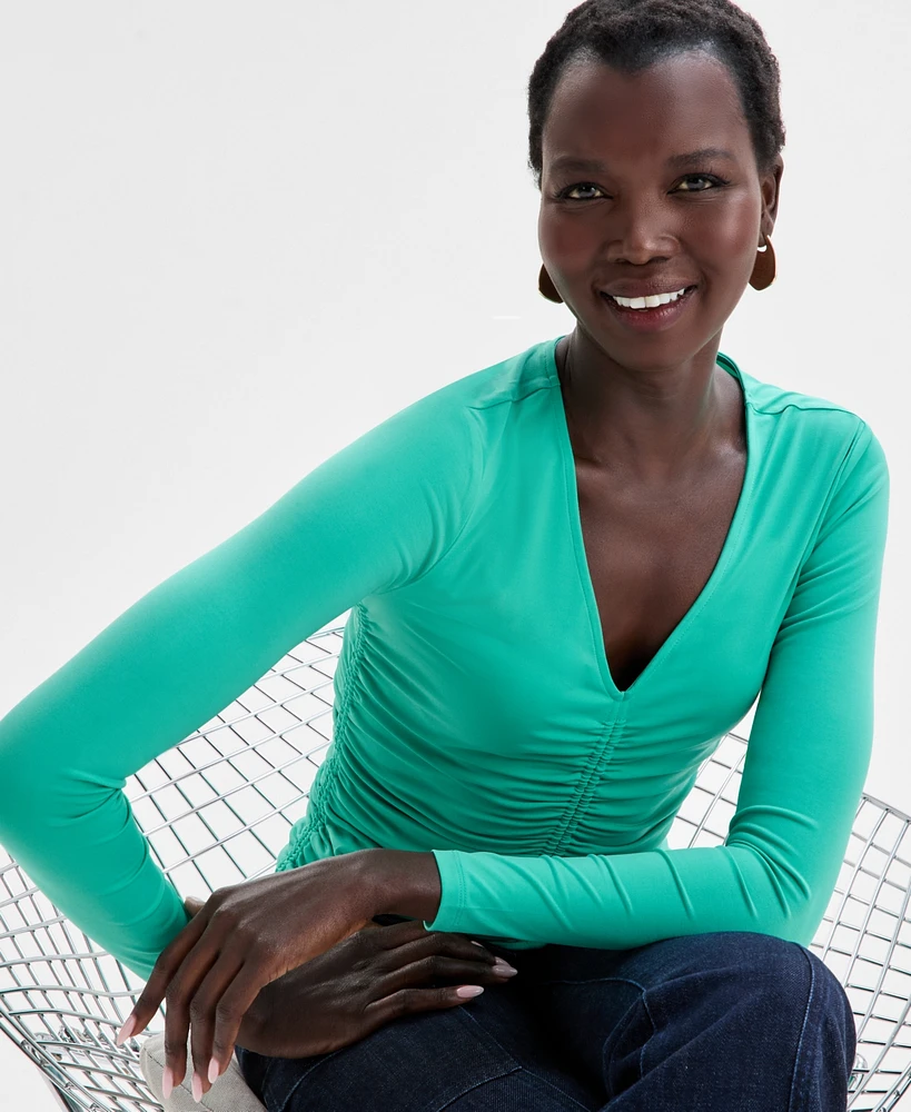 I.n.c. International Concepts Women's Ruched-Front Top, Exclusively at Macy's