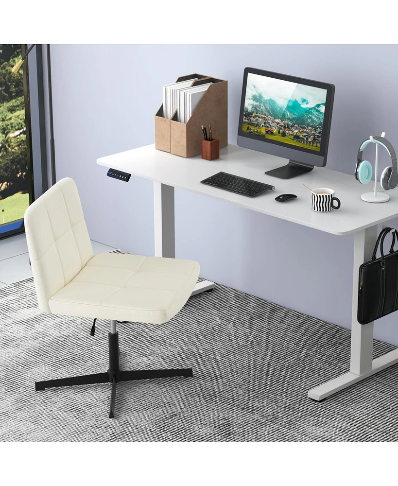 Upholstered Cross-Legged Office Chair with Oversized U-Shaped Seat Comfortable and Stylish Desk Chair