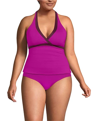 Lands' End Plus V-Neck Halter Tankini Top