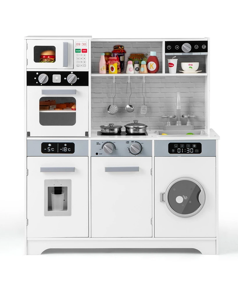 Pretend Play Kitchen Toy Set with Kitchen Accessories Real Lights and Sounds for Interactive Fun
