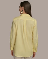 Donna Karan New York Women's Metallic Detail Cotton Button-Down Shirt