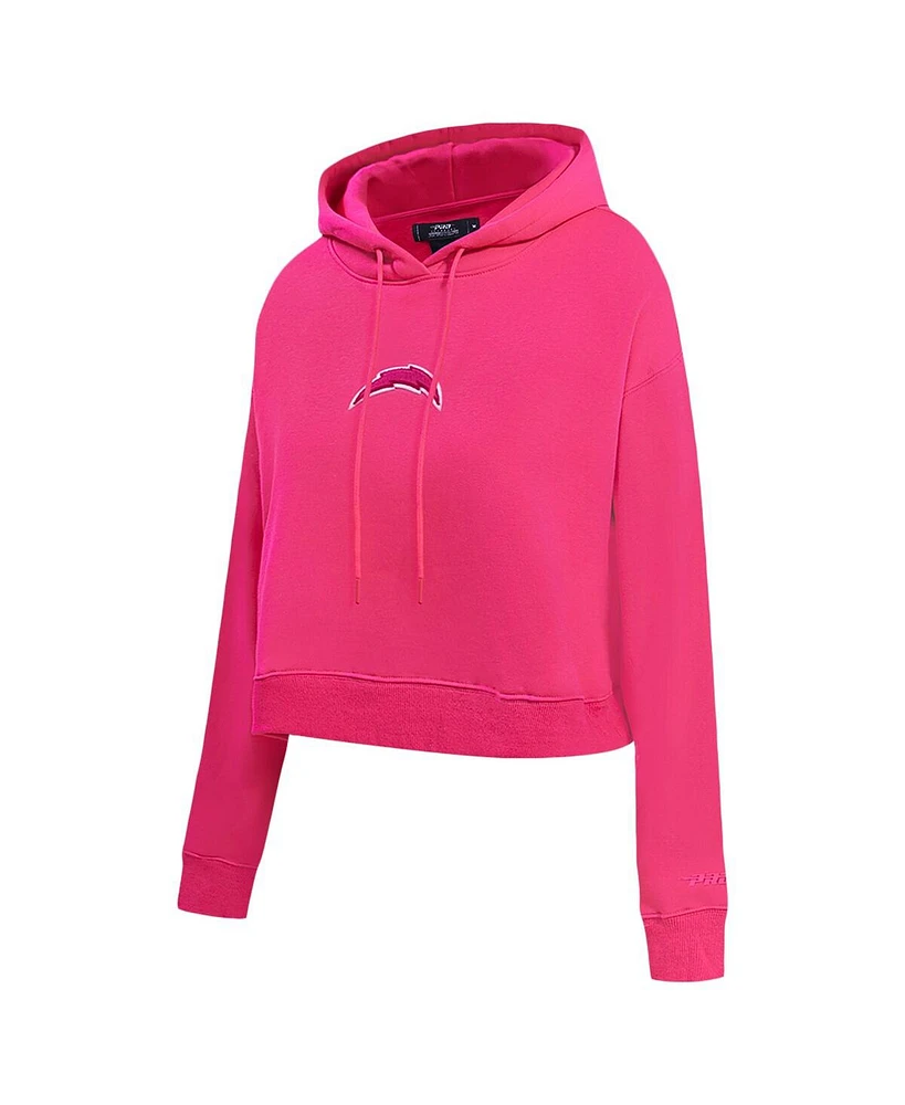 Pro Standard Women's Pink Los Angeles Chargers Triple Cropped Fleece Pullover Hoodie