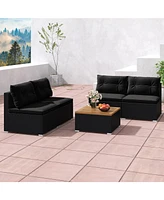 5 Piece Outdoor Furniture Set with Solid Tabletop and Soft Cushions