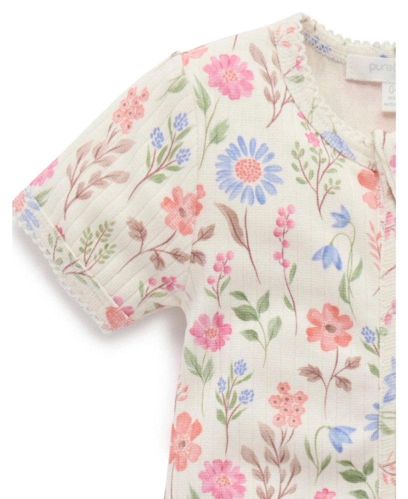 Purebaby Baby Girls Rib Zip Coverall