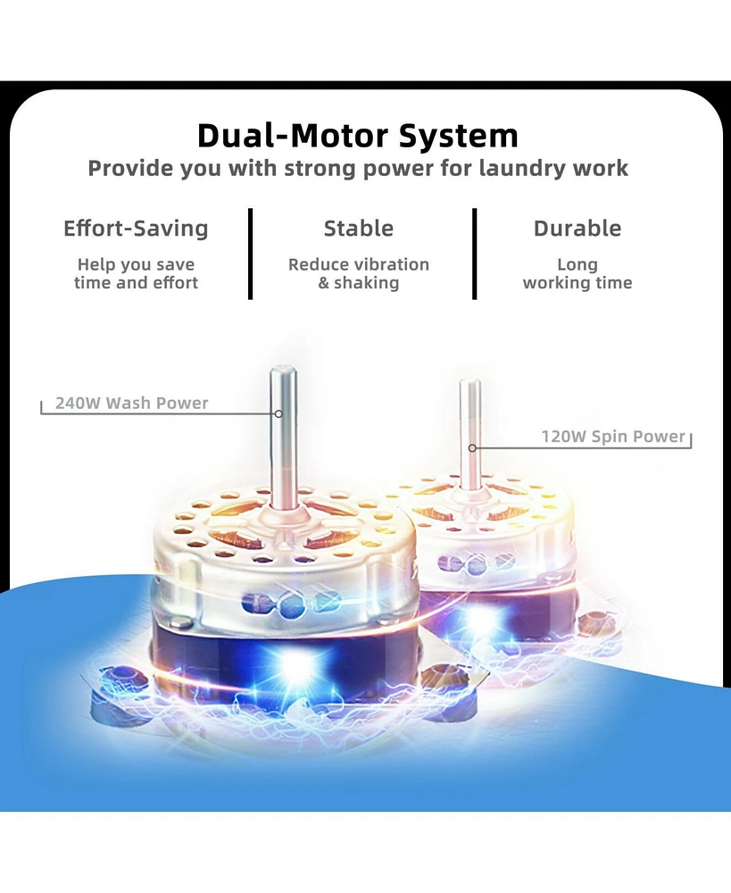 13 lbs Portable Mini Twin Tub Spinner Semi-Automatic Washing Machine