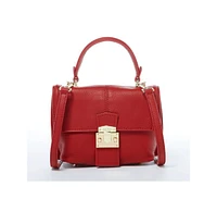 Susu Red Leather Backpack Purse for Women Convertible Crossbody Bag Pebble Texture Handbag