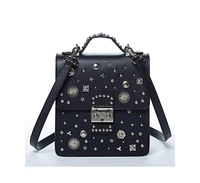 Susu Convertible Leather Backpack Purse Crossbody Bag with Embellishments and Top Handle Women's Handbag