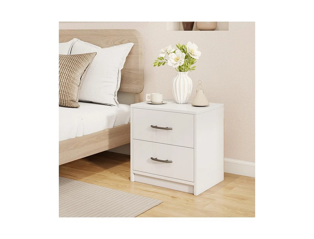 2-Drawer Nightstand with Storage for Bedroom or Living Room, Compact Side Table