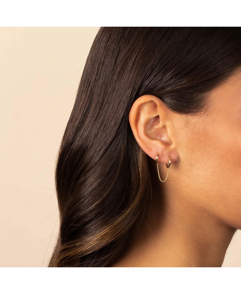 Solid Chain Double Huggie Earring 14K