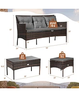 Slickblue Modular 3-Piece Patio Sectional Sofa Set with Thick Cushions – Ideal for Backyard or Porch Lounging