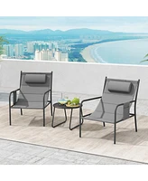 3-Piece Outdoor Bistro Set Patio Chairs and Coffee Table for Balcony, Garden, or Deck
