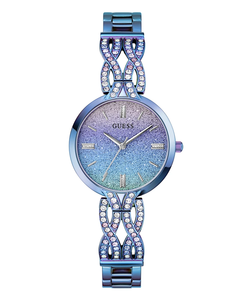 Guess Women's Analog Blue Iridescent Steel Watch, 32mm