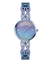 Guess Women's Analog Blue Iridescent Steel Watch, 32mm