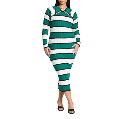Eloquii Women's Striped Sweater Dress