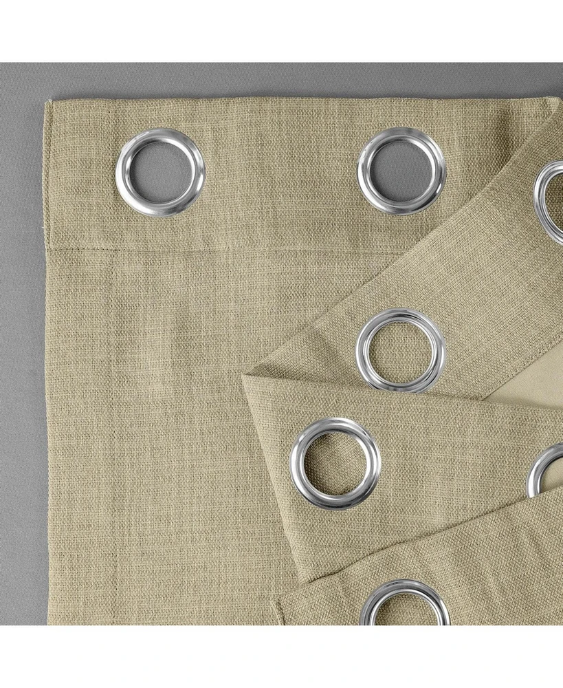 Half Price Drapes Thatched Tan Grommet Textured Faux Linen Room Darkening Curtain