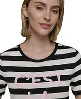 Karl Lagerfeld Paris Women's C'est La Vie Striped Tee