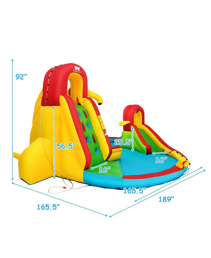 Kids' Inflatable Water Slide Bounce House with Climbing Wall & Pool Outdoor Playset