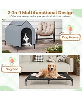 Middle Outdoor Elevated Pet House with Ventilated Windows