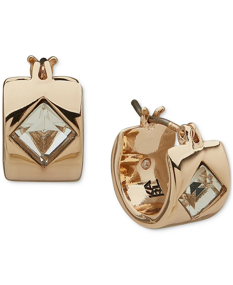 Karl Lagerfeld Paris Gold-Tone Extra-Small Crystal Hoop Earrings, 0.28"