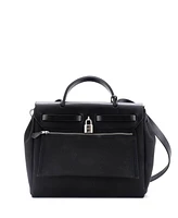 Pre-Owned Hermes Herbag Zip Leather and Toile