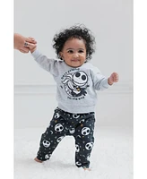 Nightmare Before Christmas Baby Boys Disney Fleece Pullover Hoodie Bodysuit and Pants 3 Piece Outfit Set